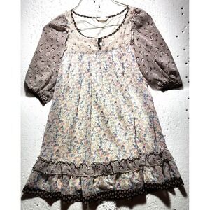 Olive Des Olive Top Womens Beige Floral  Ruffled Sleeve Hem Unknown Size